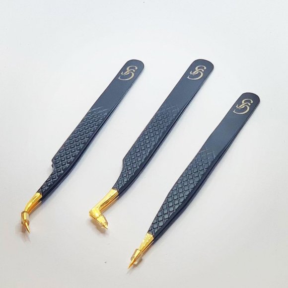 Eyelash Tweezers Set of 03 - Picture 2 of 4